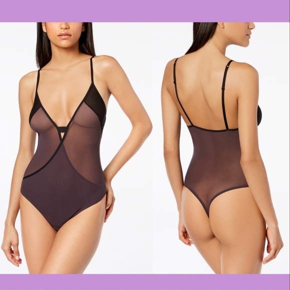 NWT $90 Cosabella Mixed-Mesh Keyhole Bodysuit‎ in Graphic Black [SZ Small ]